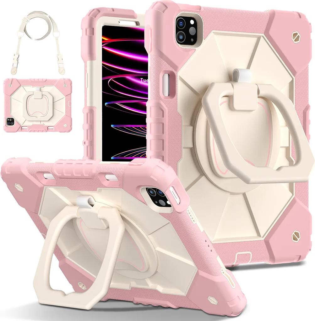 Custodia iPad Air 5/4 e Pro 11 Rosa: Protezione Antiurto con Tracolla