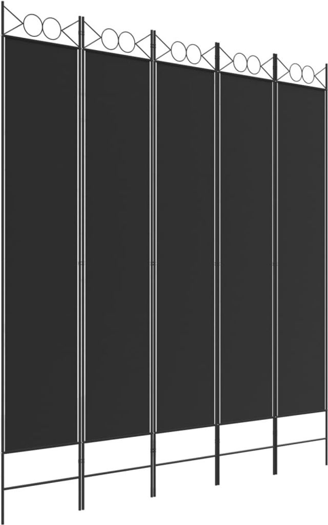 Stabli Möbel 5-tlg. Paravent Schwarz 200x220 cm Stoff - Paravents CC7507969