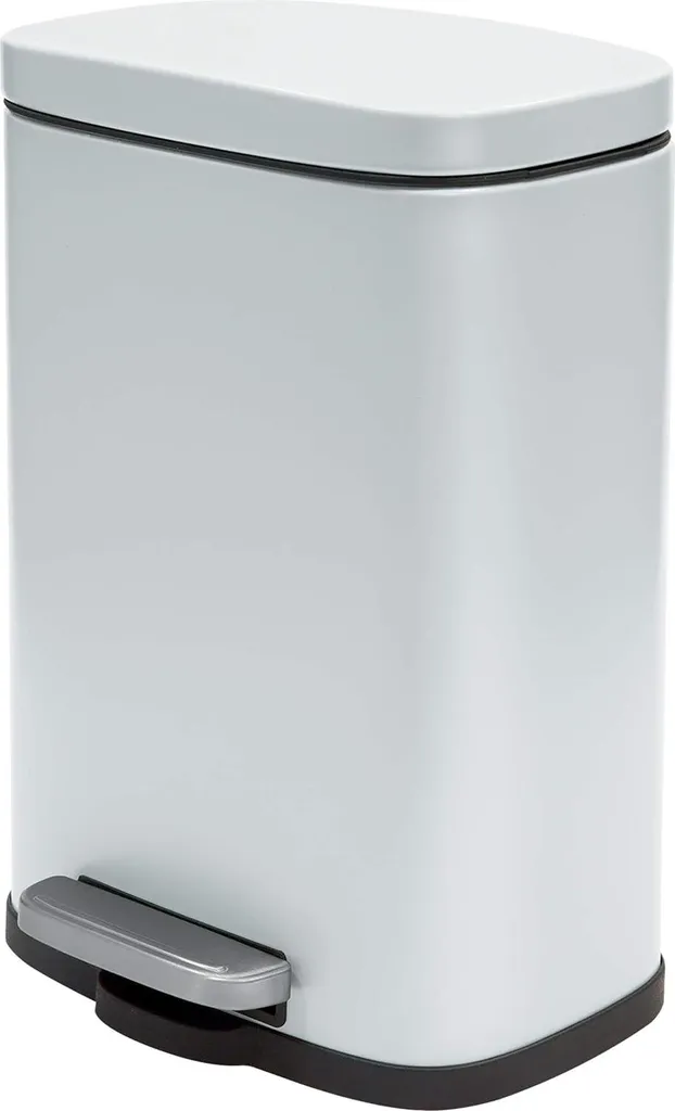 Poubelle à pédale en acier blanc 5L pour salle de bain - 21,4x17,6x30 cm