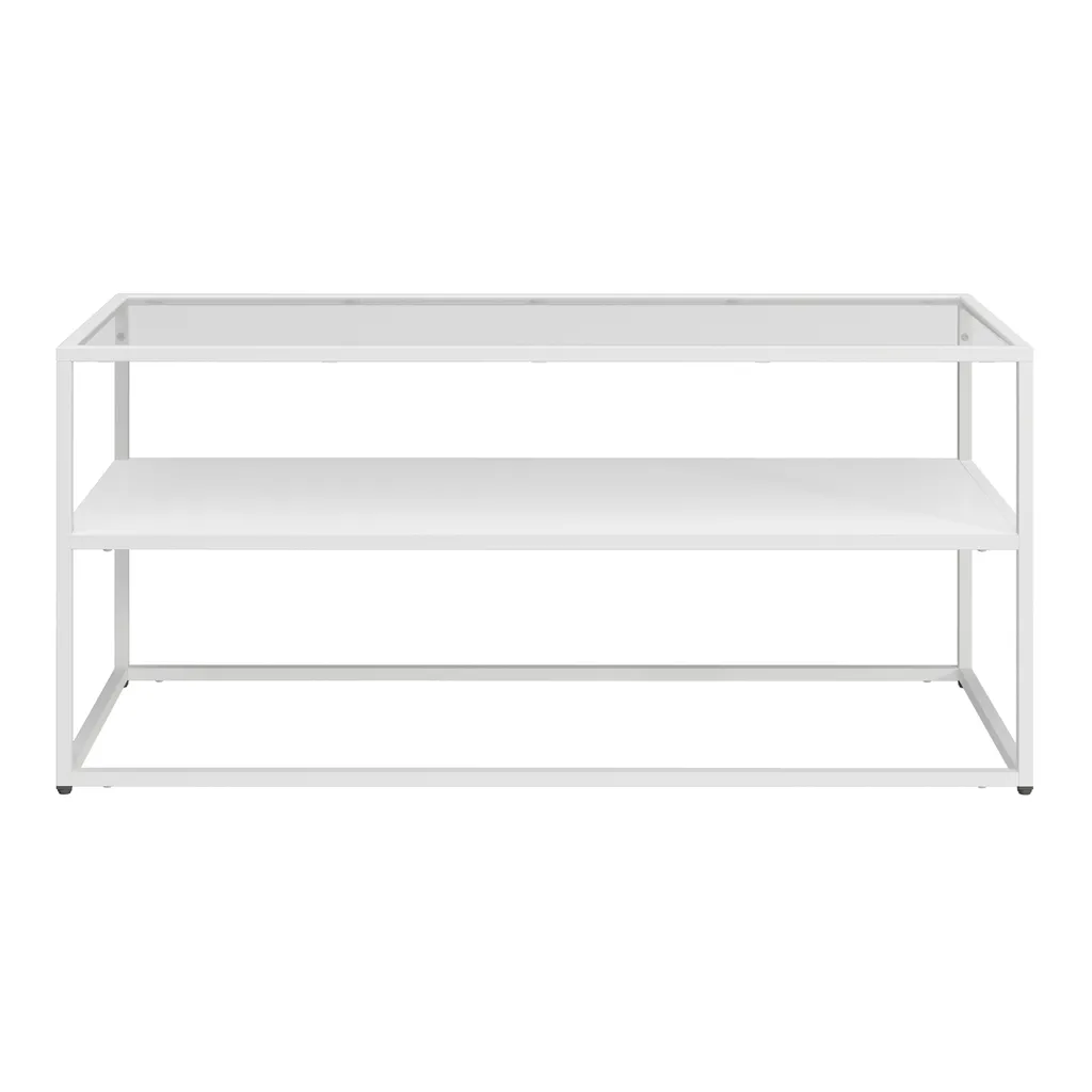 Table Basse rectangulaire Solund pour salon moderne blanc mat 102cm