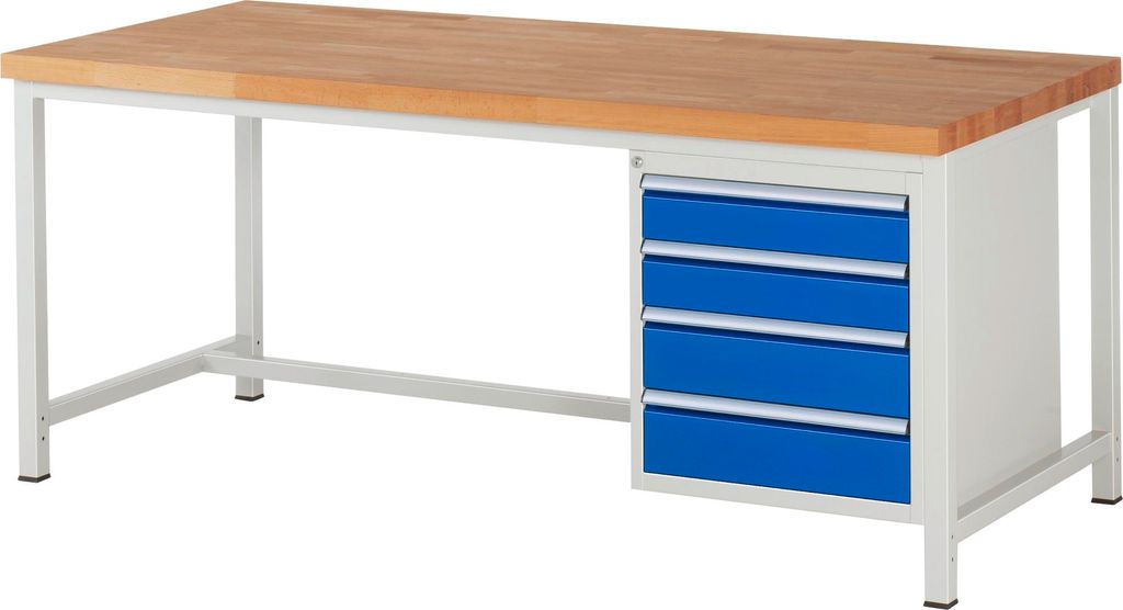 RAU Werkbank 2000x900x840-1040mm 4xSchublade-TA l.gr/e.bl