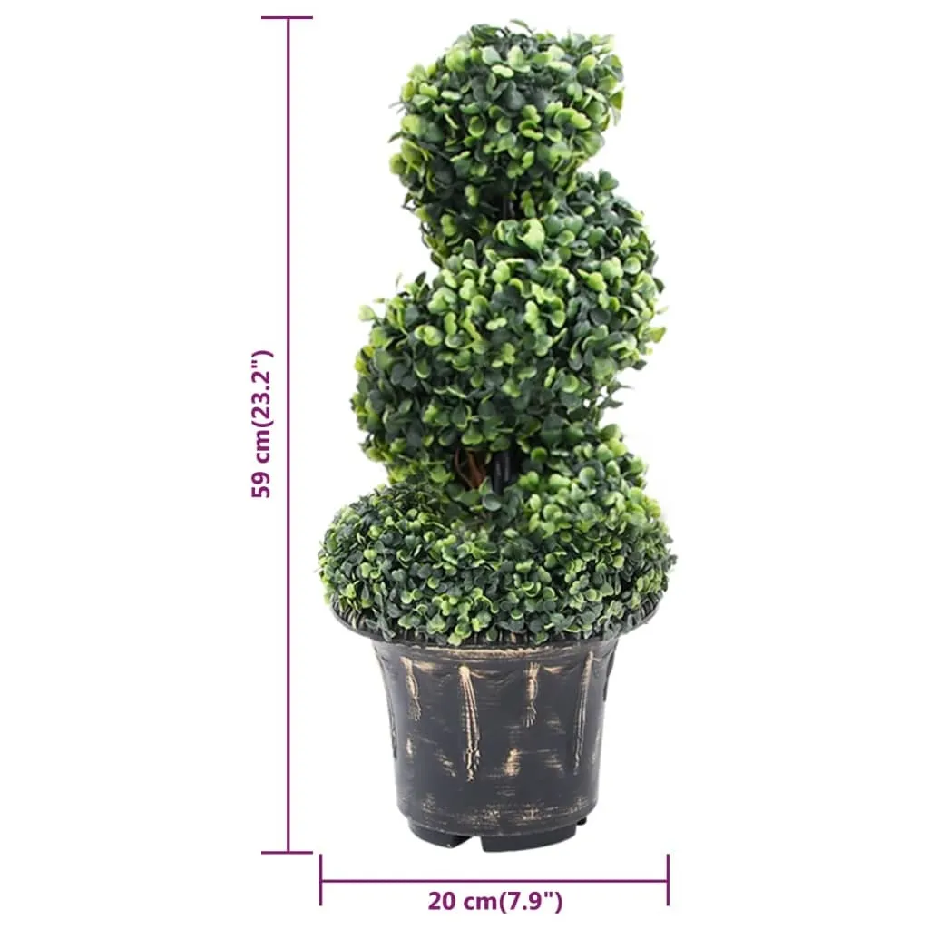 vidaXL Bosso artificiale con vaso a spirale verde 59 cm - 4