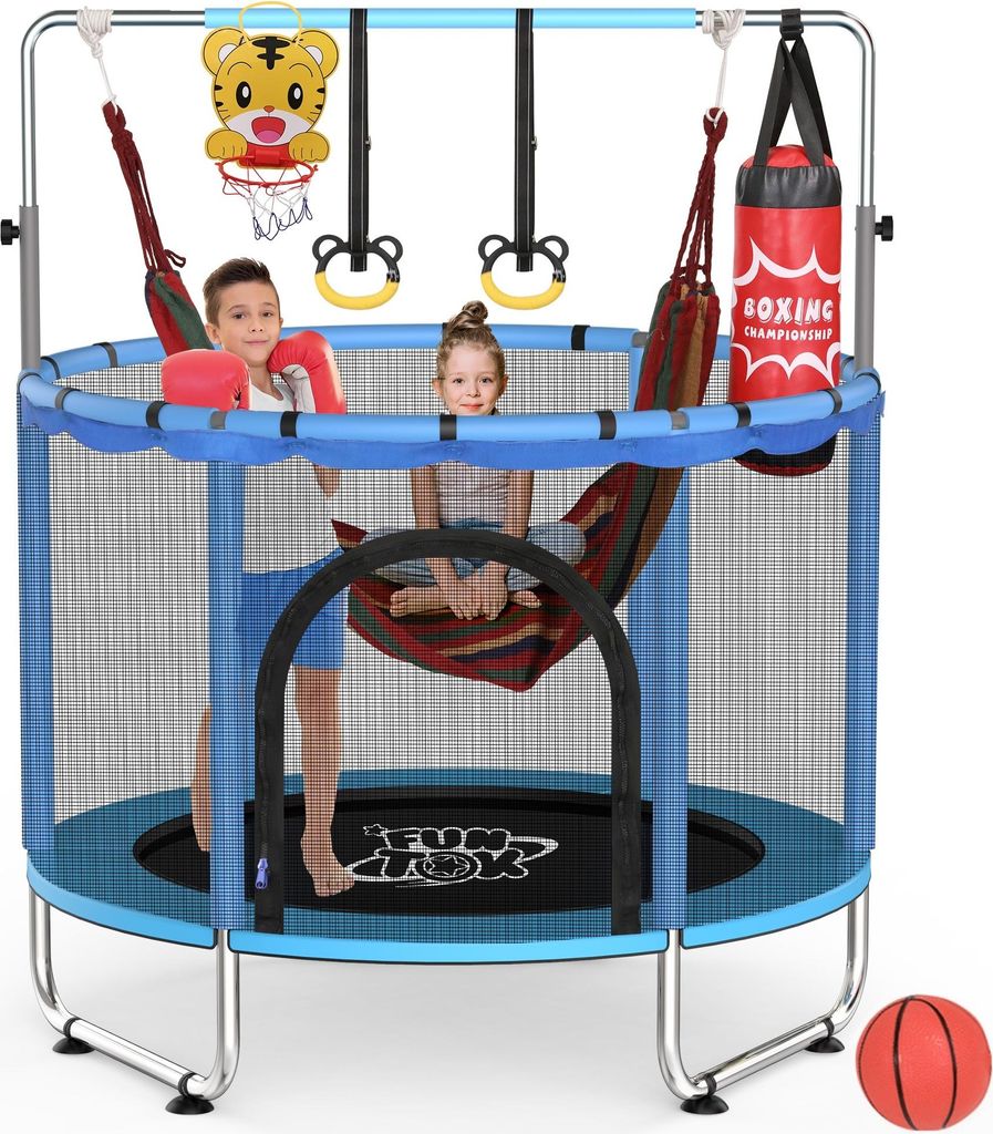 FUNTOK detská trampolína 140 cm s hojdačkou, sadou kruhov, Obrázok produktu 