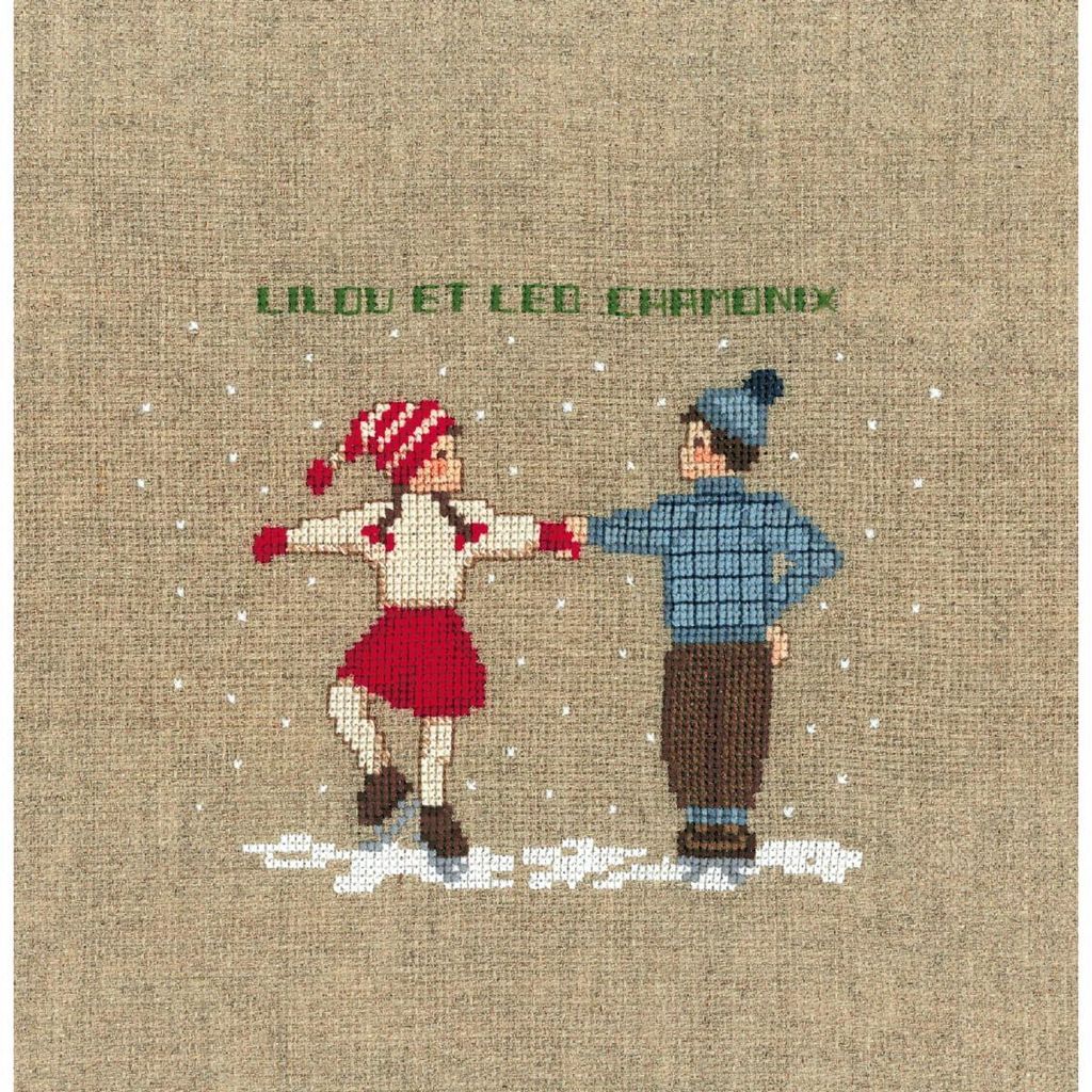 Le Bonheur des Dames Kreuzstich Set "Zwei Eislauftänzer", Zählmuster, 12x15cm