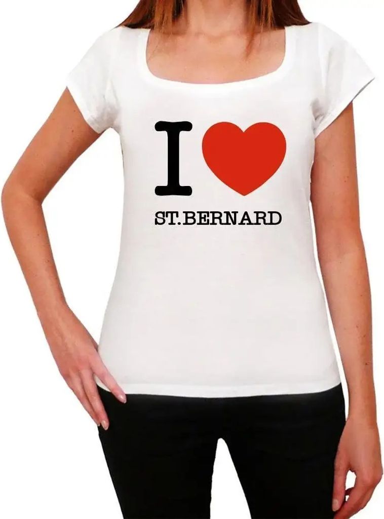 Damen Grafik T-Shirt Ich liebe den heiligen Bernhard – I Love StBernard – Öko-Verantwortlich Vintage Jahrgang Kurzarm Lustige Druck Geburtstag
