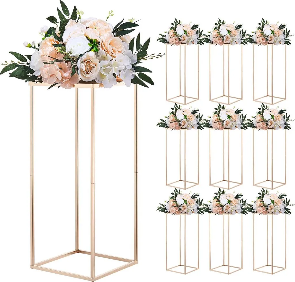 Support de décoration mariage colonne dorée 60 cm pour fête et table