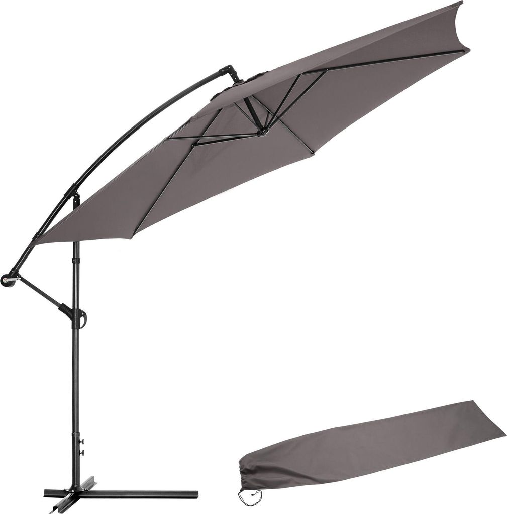 Parasol 350 cm avec housse de protection - gris Image du produit 