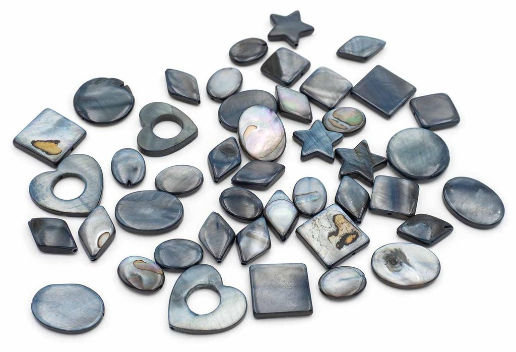 Vintageparts Perlmuttmix in Grau als Mysterybag 50 Gramm Schmuckzubehör