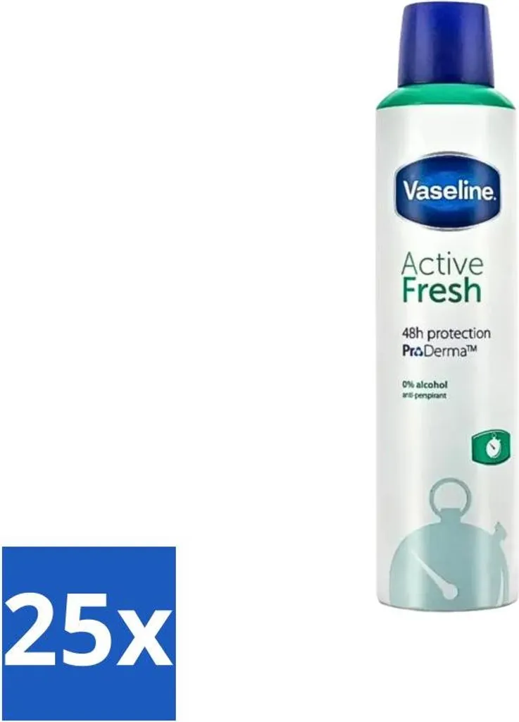 Vaselina - Active Fresh - Deodorante spray - Fresco e rinfrescante - 250 ml - Confezione risparmio - 25 pezzi - 1