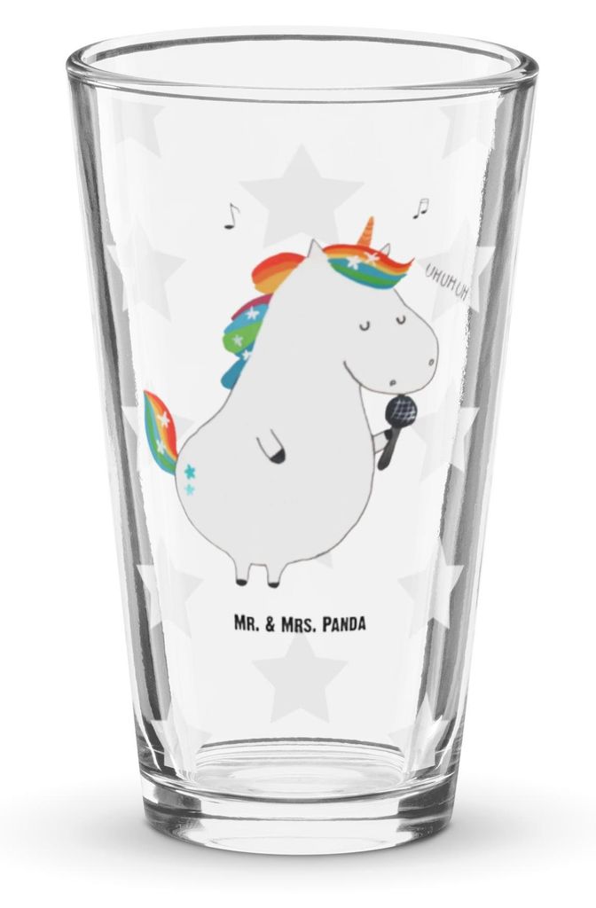 Mr. & Mrs. Panda Glas Einhorn Sänger - Transparent - Geschenk, Einhörner, Cocktailglas, Unicorn, Wasserglas, Freundin, Geburtstag, Pint, Tumbler,...