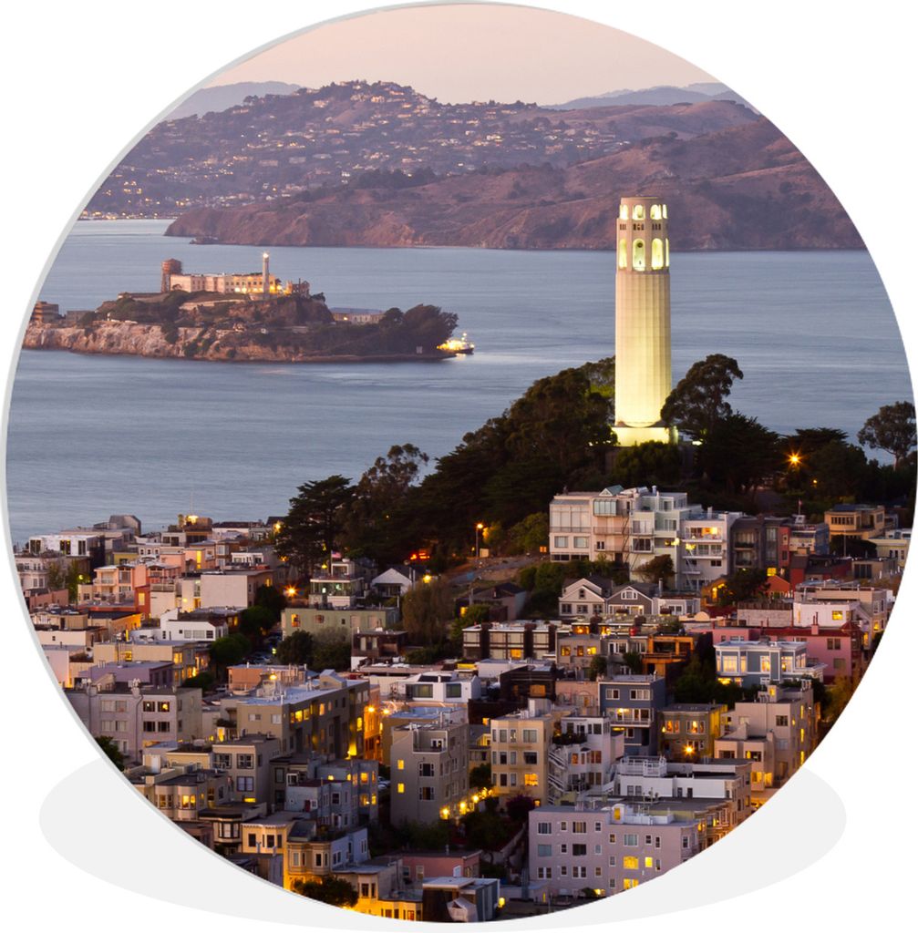 MuchoWow Rundes Wandbild - Runde Bilder Alcatraz - San Francisco - Amerika Ø 90 cm Kreis Wanddekoration Kunststoff - Wandkreis - Wandschmuck - W...