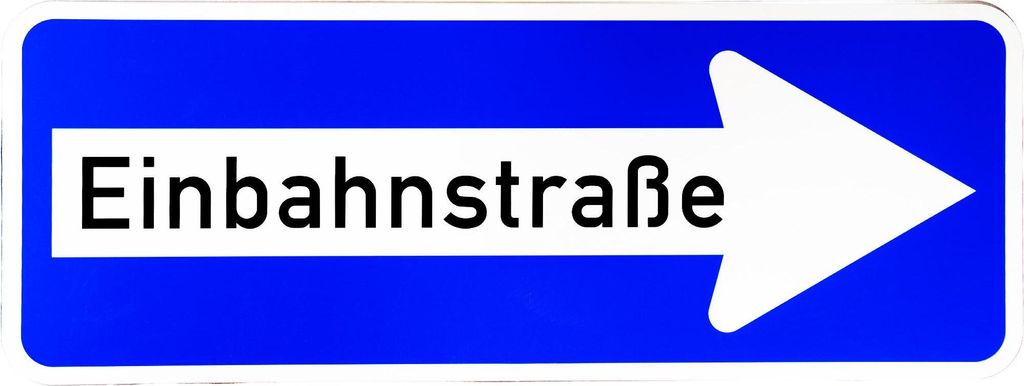 ORIGINAL Verkehrsschild Nr. 220 - 20 " Einbahnstraße rechtsweisend " 300 x 800 mm nach StVO und RAL-Gütebedingungen Verkehrszeichen Schild Straß...