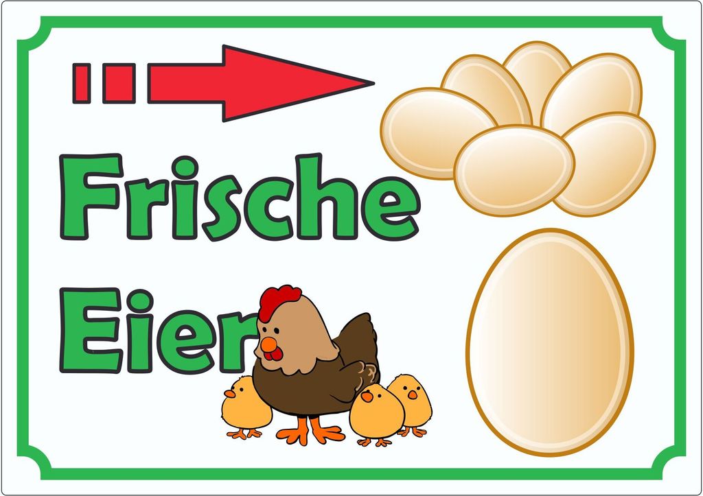 Werbeaufkleber Aufkleber Eier mit Pfeil nach rechts A4 (210x297mm)