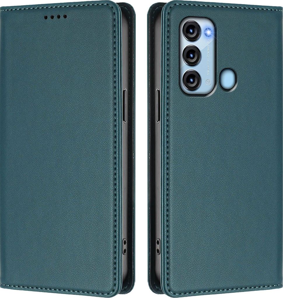 Handyhülle für itel S17/itel Vision 3, Kunstleder Klapphülle Stoßfeste Magnetische Hülle mit Ständer Grün
