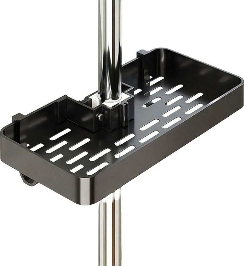 Duschablage, ohne Bohren, höhenverstellbar, Duschablage aus Aluminium, rostfrei, stabil und langlebig, ohne Stange, Schwarz