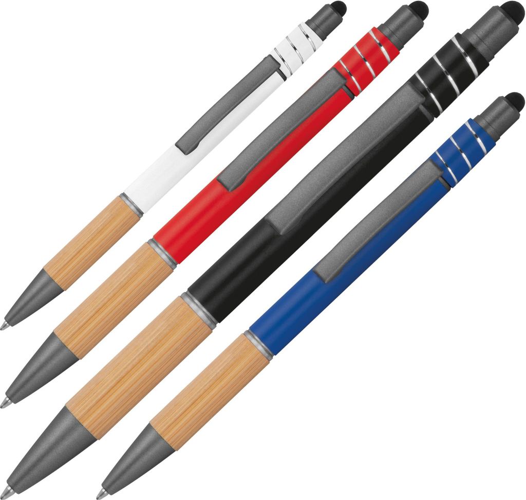 4 Fidget Touchpen-Kugelschreiber / aus Metall / 4 Farben