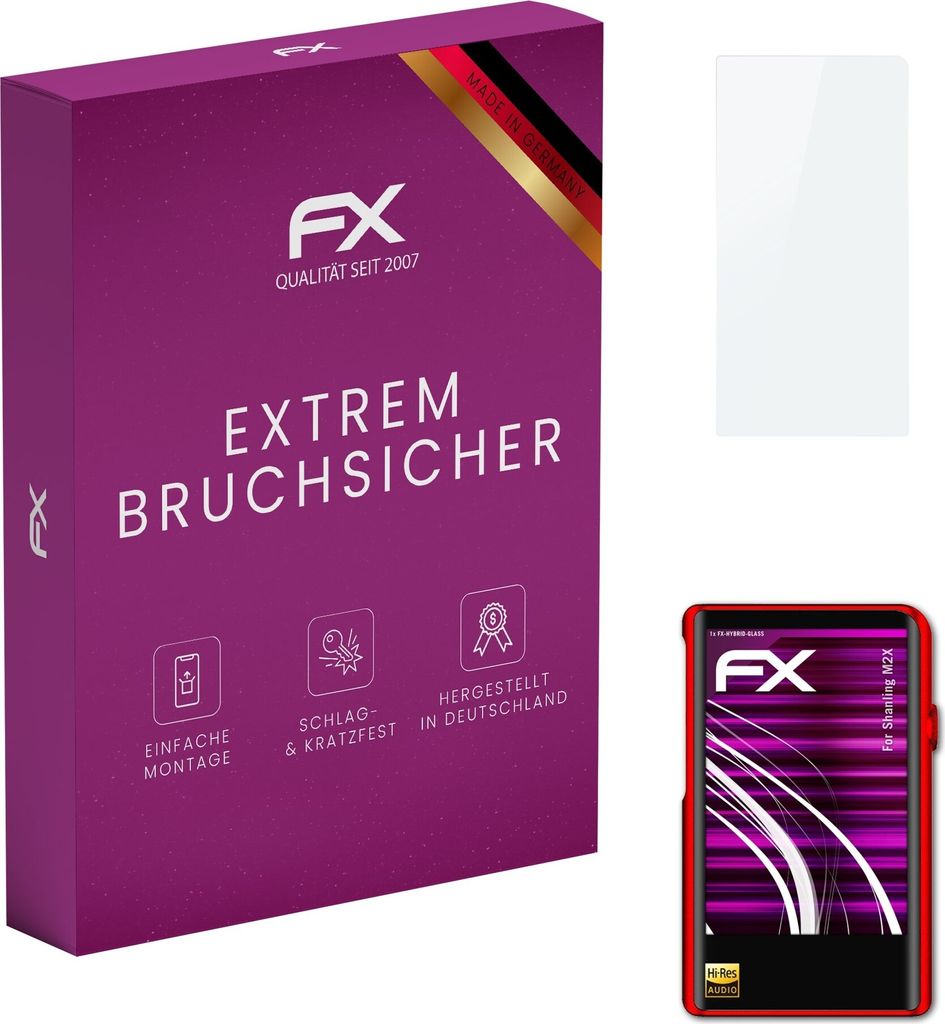 atFoliX FX-Hybrid-Glass Displayfolie kompatibel mit Shanling M2X Glasfolie