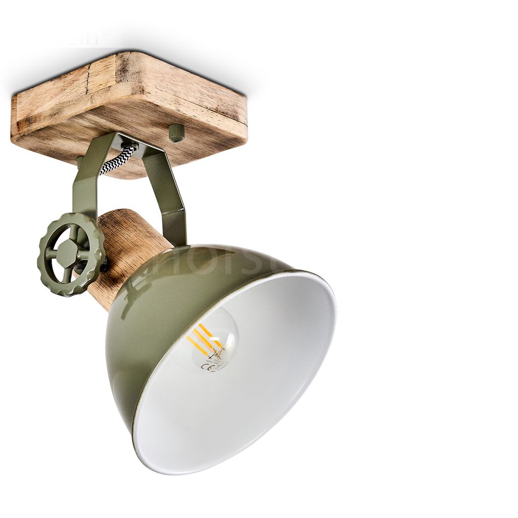 Cotes »Cotes« verstellbare Wandlampe aus Metall/Holz in Grün/Weiß/Braun