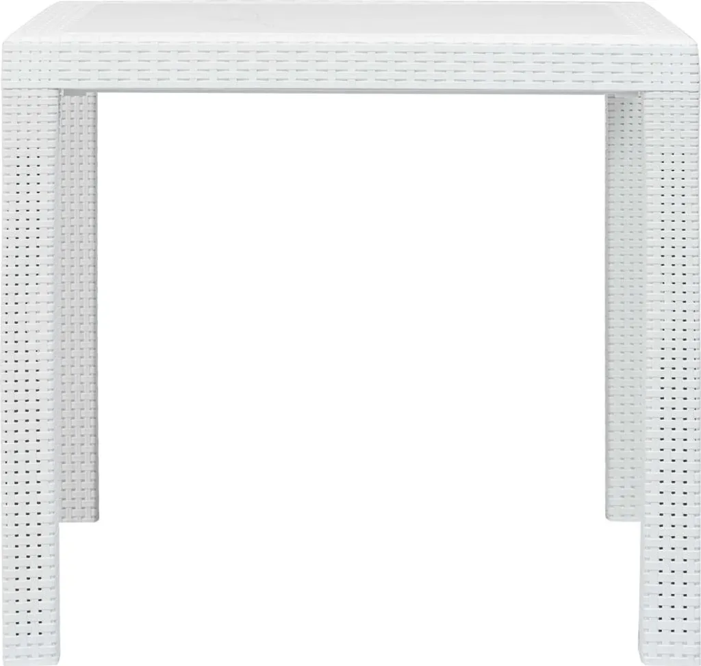 Table de jardin sans entretien plastique aspect rotin blanc 79 cm