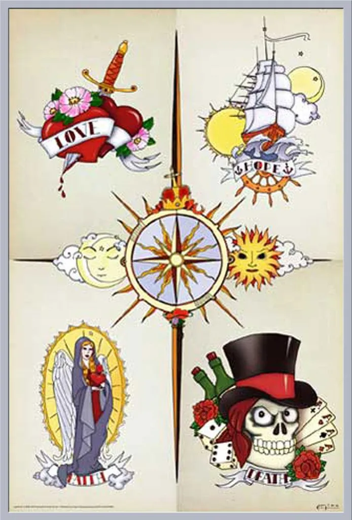 Cadre Argenté Shinsuke avec Affiche Tatouage Circle of Life Vitre Acrylique