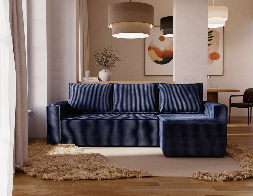 AXEL L Breite 231 cm Cord-L-Eckcouch mit Schlaffunktion Produktbild 