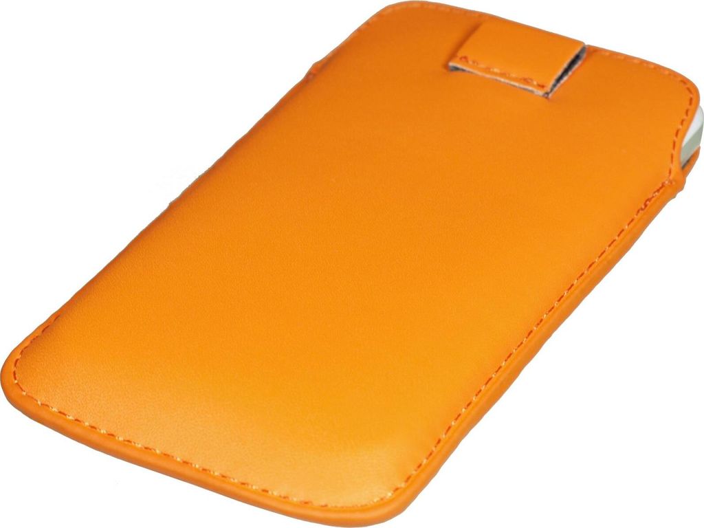 PhoneNatic Kunst-Lederhülle kompatibel mit HTC One X - Tasche orange + 2 Schutzfolien