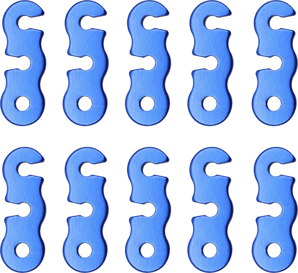 10 Stück Aluminium-Seilspanner, 3-Loch, gerader Zeltschnur-Einsteller, kompakte Größe, korrosionsbeständig, rostfrei, Zeltschnur-Spanner, Blau