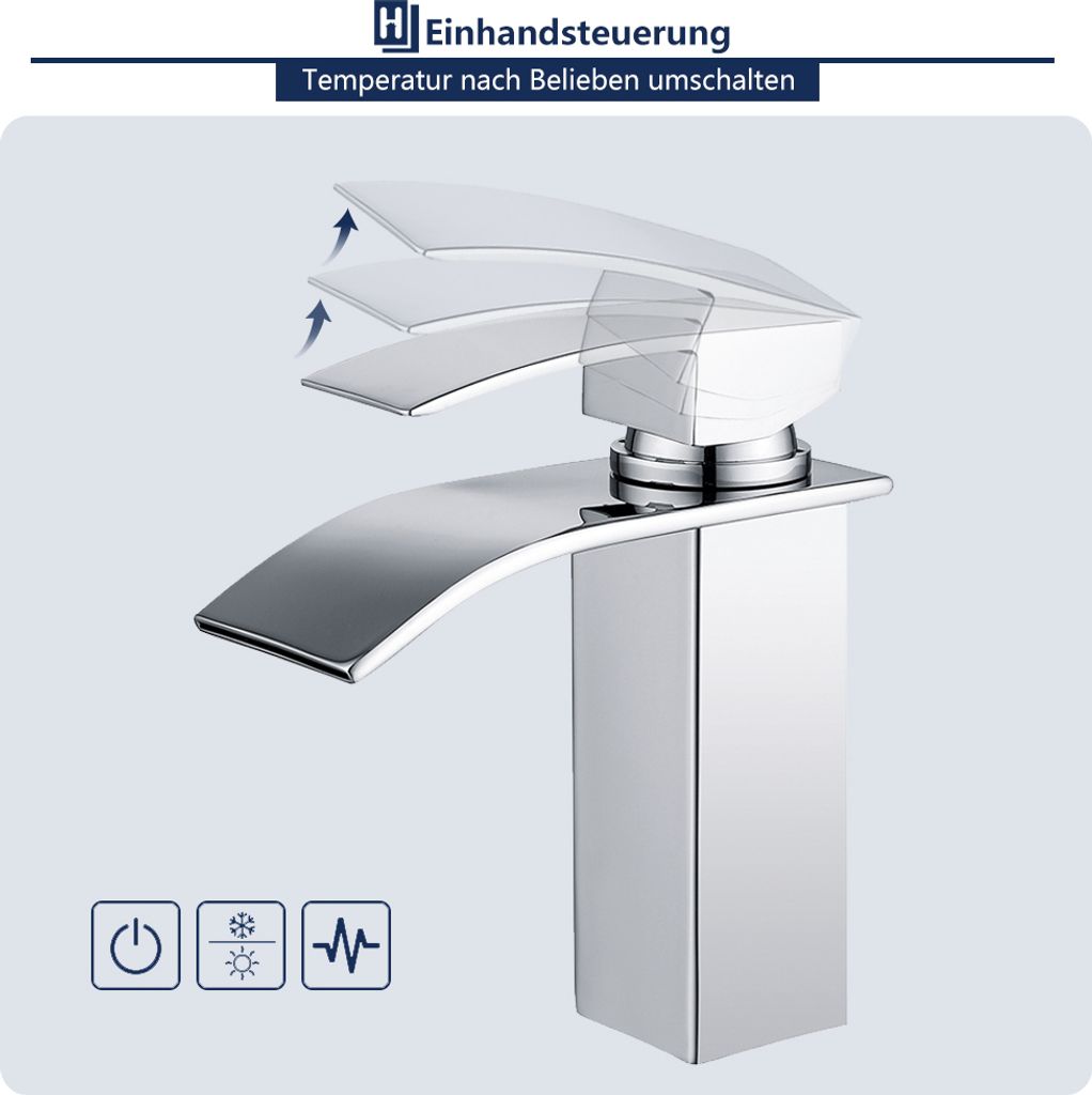 Homelody Wasserhahn Bad wasserfall，Waschtischarmatur mit Produktbild 5