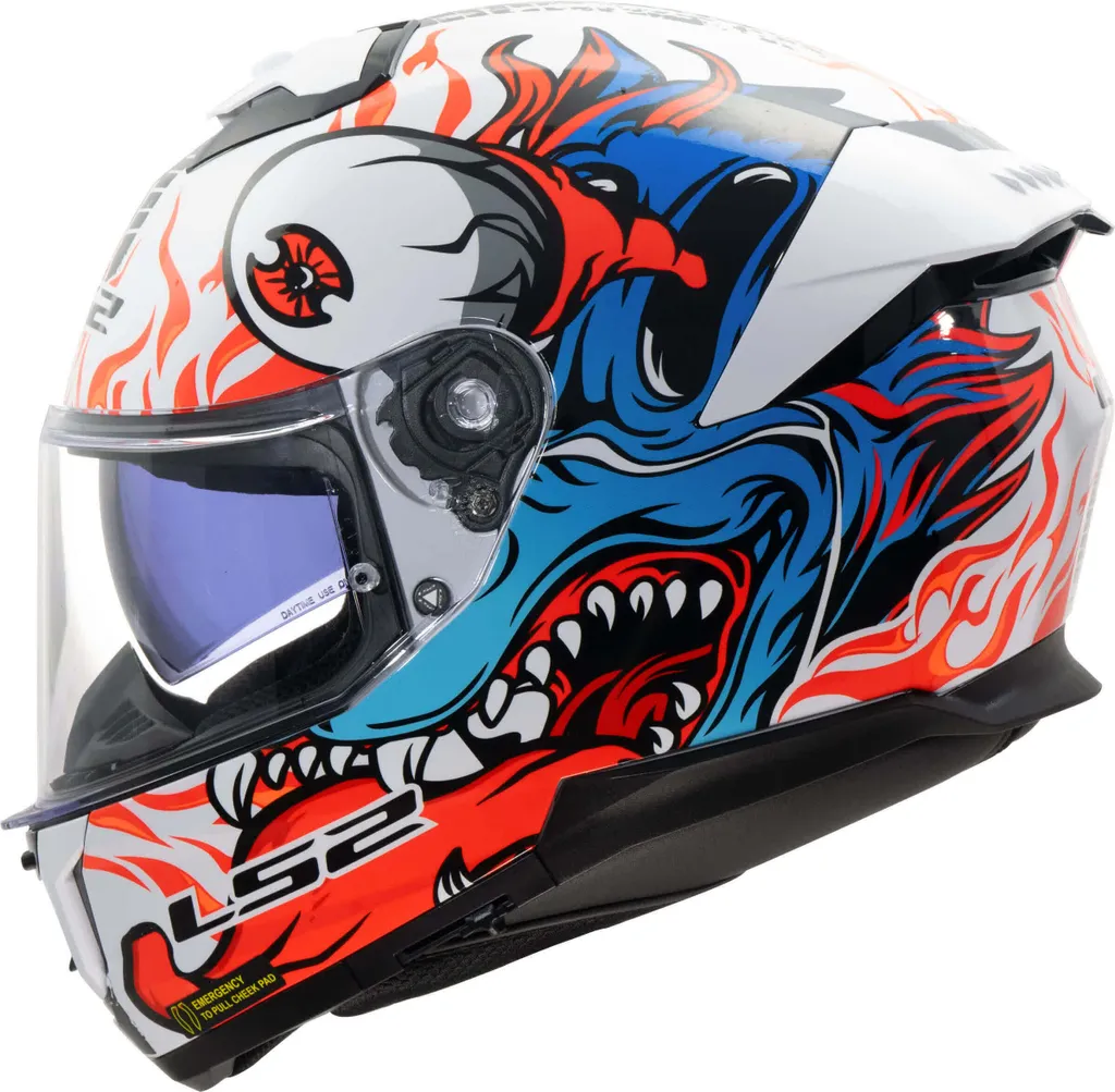 Casque intégral LS2 FF808 anti-buée et confortable blanc bleu taille L