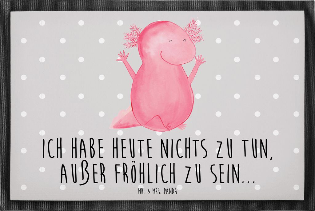 Mr. & Mrs. Panda fußmatte Axolotl Hurra 60 x 90 cm - Grau Pastell - Geschenk, Schmutzfangmatte, Axolot, Spaß, Motivation, Schmutzmatte, bodenmatt...