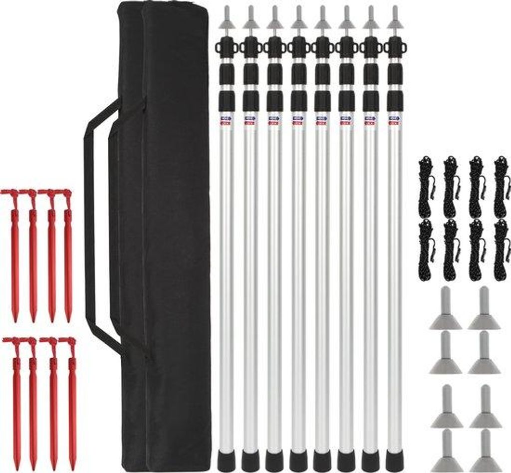 Teleskopische Zeltstangen 8er Set - verstellbare Zeltstangen für Zelte, Tarp & Sonnenschirm, Camping
