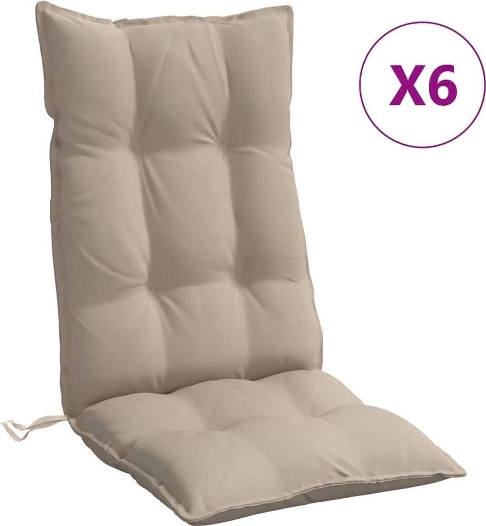 vidaXL Hochlehner-Auflagen 6 Stk. Taupe Oxford-Gewebe Produktbild 