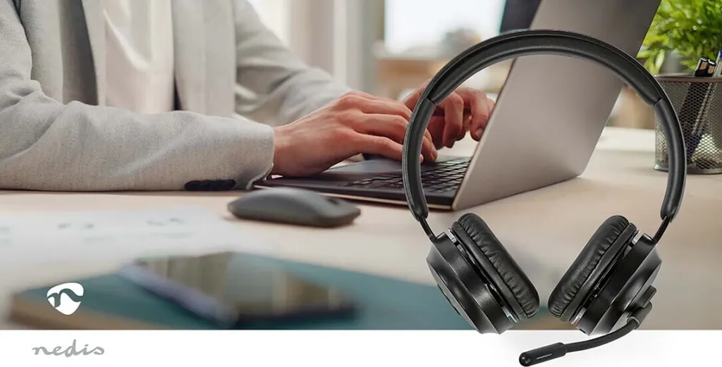 Cuffie Bluetooth Pieghevoli Nero - Auricolare Stereo PC con Microfono - 7