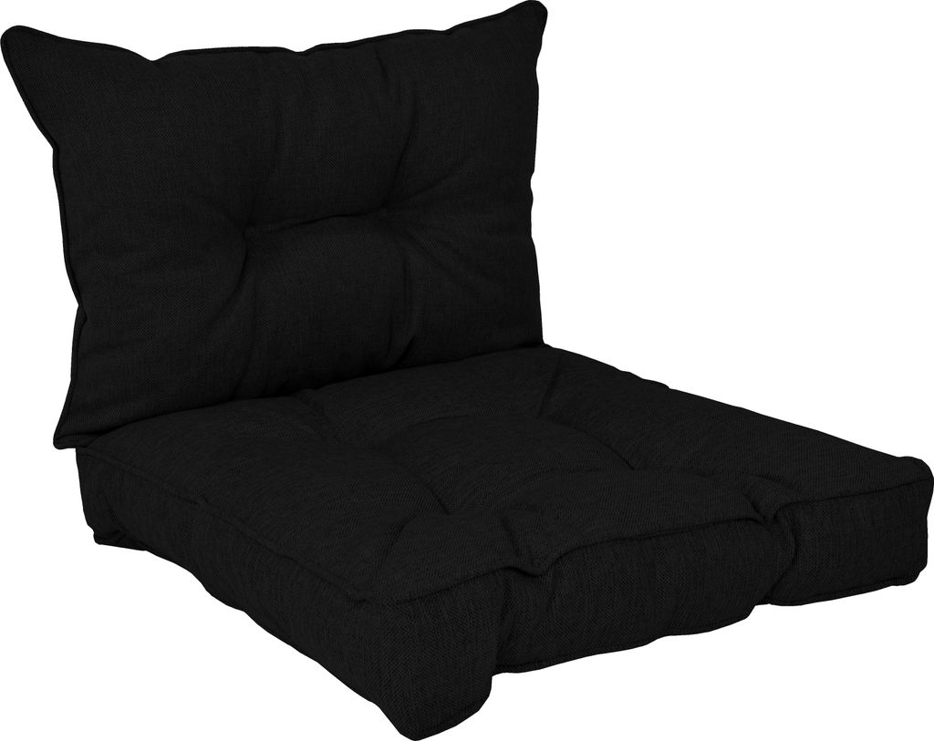 POKAR Loungekissen Sitzkissen Sitzauflagen Stuhl Stuhlkissen für Stuhl, Farbe:Schwarz, Size:2er Set (60x60 + 60x40)