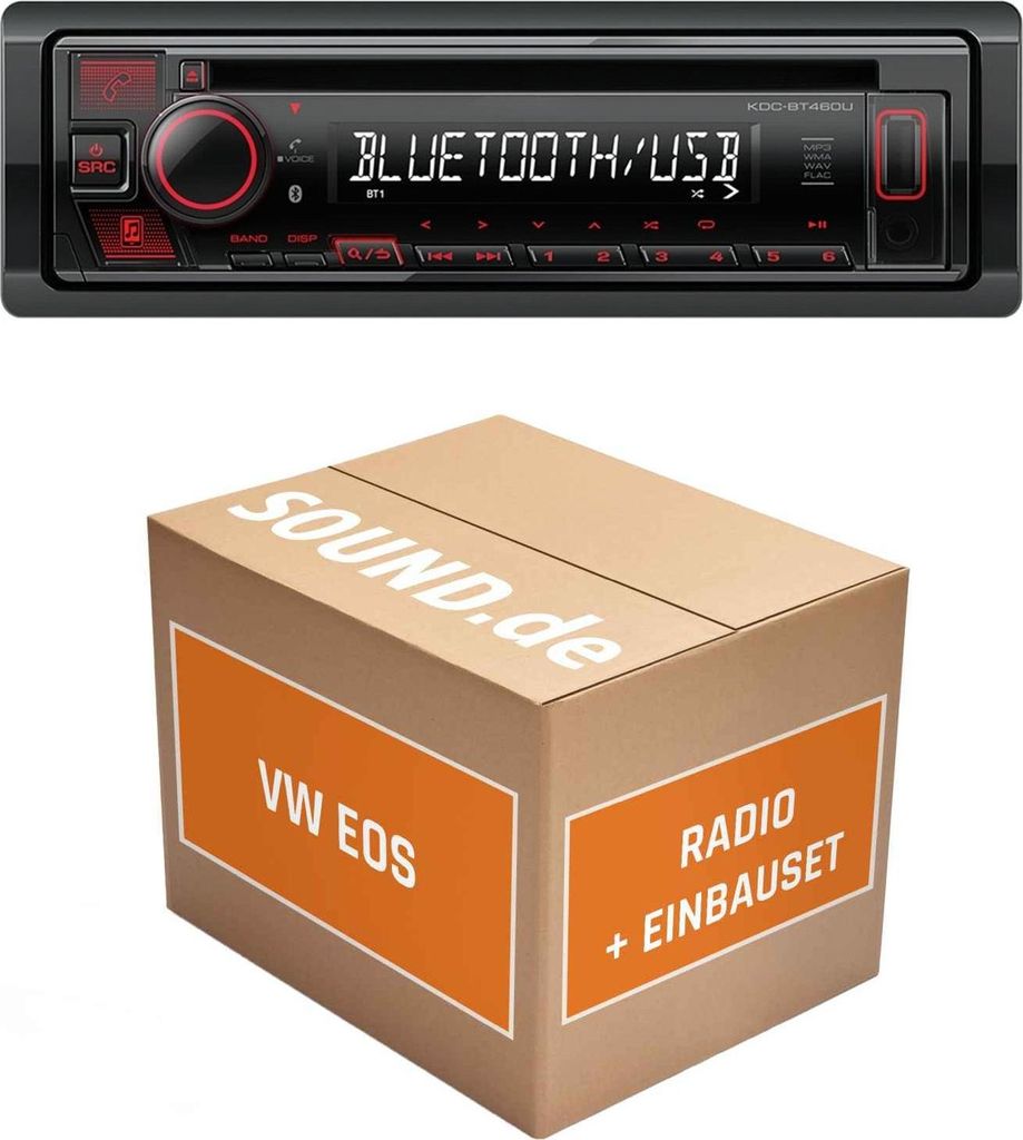 Autoradio Einbaupaket Kenwood KDC-BT460U passend für VW EOS Rückfahrkamera statisch Schwarz | Bluetooth USB