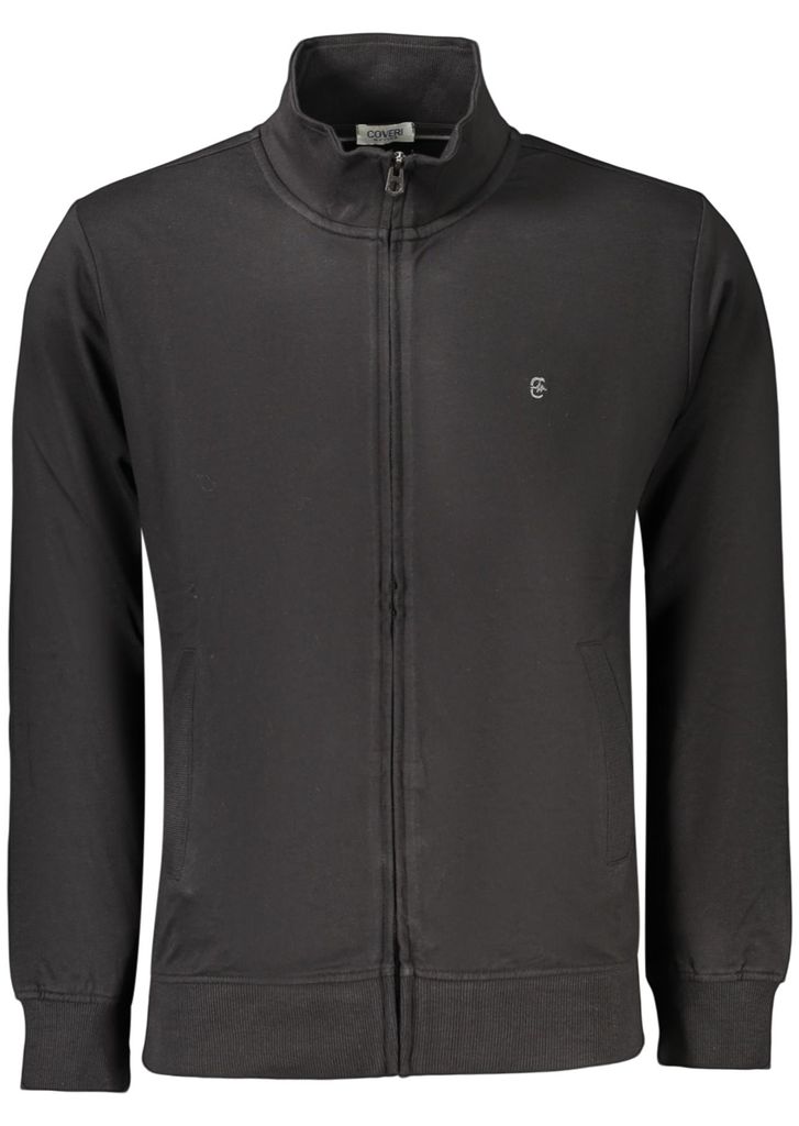 Herren Sweatshirt Schwarz – Langarm mit Reißverschluss und Stickerei