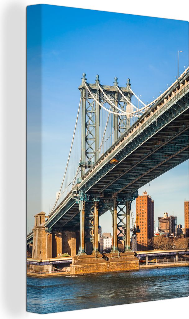 OneMillionCanvasses - Leinwandbilder - 90x140 cm, Manhattan - Brücke - Wasser, Wandbilder Kunstdruck Wanddekoration - Foto auf Leinwand - Gemäl...