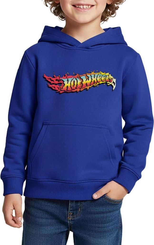 Spreadshirt Hot Wheels Logo-Design Mit Flammen Kinder Premium Hoodie, 110/116 (4 Jahre), Royalblau
