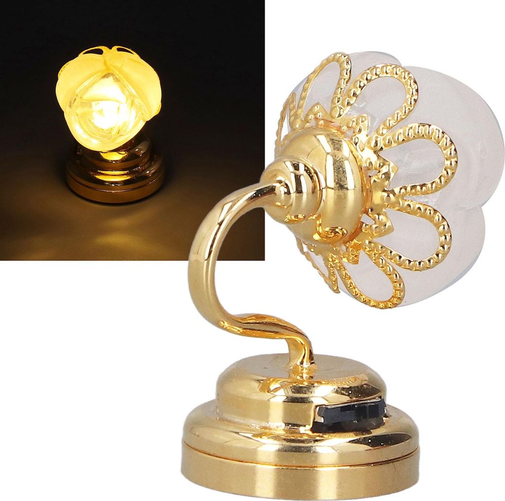 1:12 Puppenhaus-Wandlampenmodell, niedliche Miniatur-Rose, LED-Licht, Dekorationszubehör
