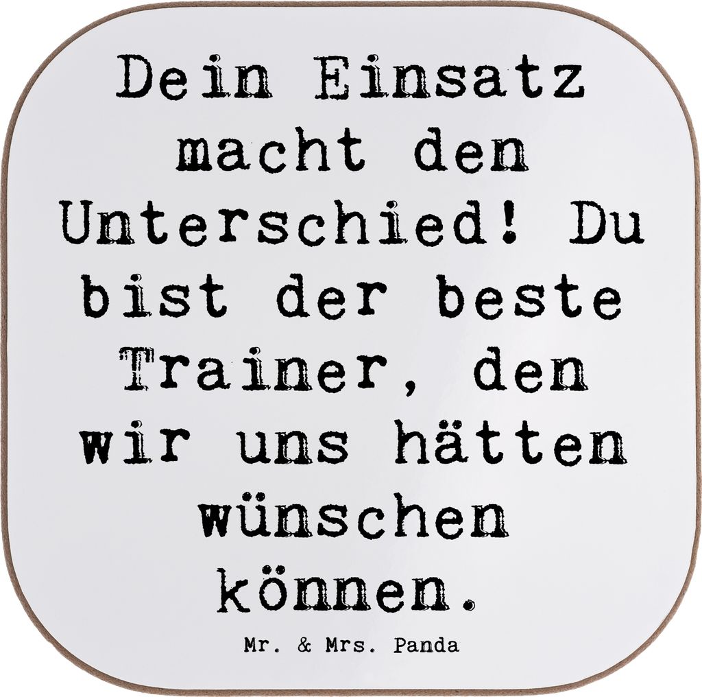 Mr. & Mrs. Panda Holzuntersetzer Spruch Trainer Unterschied - Weiß - Geschenk, besondere Momente, Freund, unermüdlicher Einsatz, Untersetzer für...