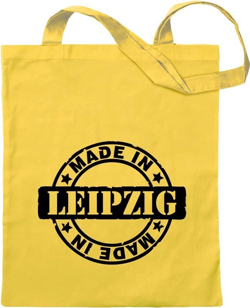 Kiwistar - Baumwolltasche - gelb - Leipzig rund - Tragetasche Stoffbeutel Umhängetasche Langer Henkel