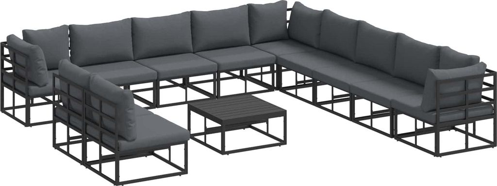 "WINTER SALE" Gartensofa-set - elegantes Design - Sitzgruppe mit Sofa, Tisch - mit Kissen 12 pcs Schwarz Aluminium - Terassenmöbel NeuMöbel937625