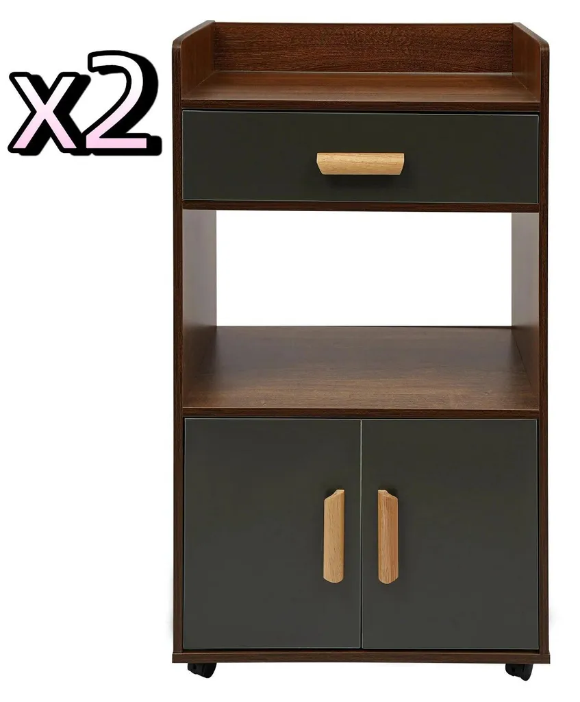 Armoire minimaliste marron à roulettes universelles - Double pack