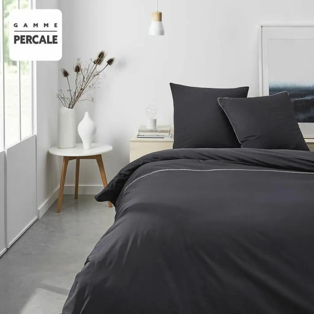 Parure de couette TODAY Percale Noir Gris Anthracite en 240 x 260 cm - 2