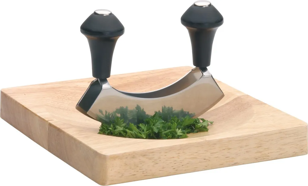 Set Professionale Mezzaluna e Tagliere Concavo per Erbe Officinali