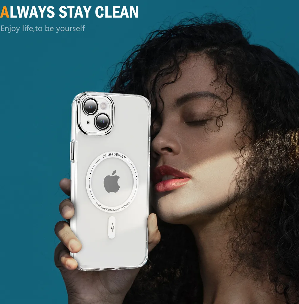 OFFERTA! Custodia iPhone 14 Plus MagSafe Trasparente Bianca Antiurto - 8