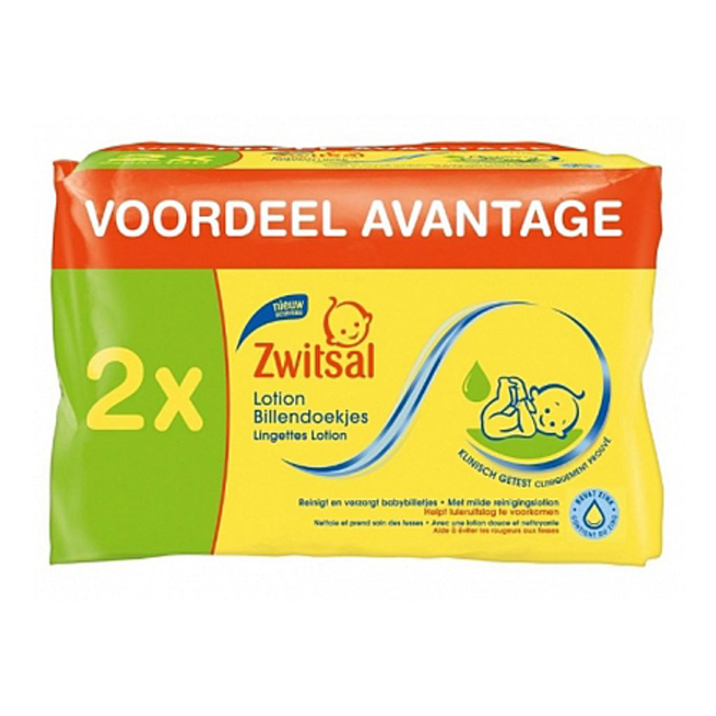 Zwitsal Feuchttücher mit Lotion (2 x 65 Stück) Produktbild 