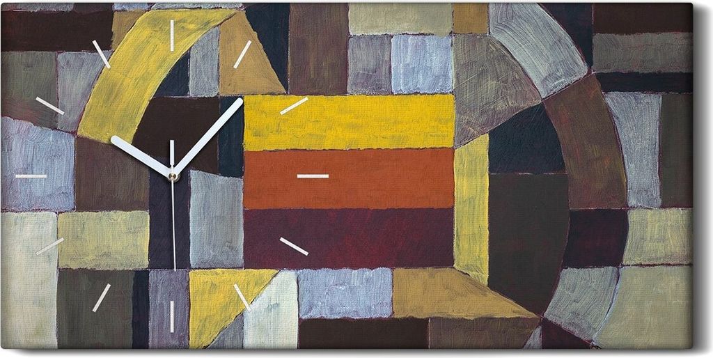 Wandbild Leinwand Bilder Wanduhr Quarz 60x30 Abstraktes Gemälde mit Farb Mosaik - weiße Hände