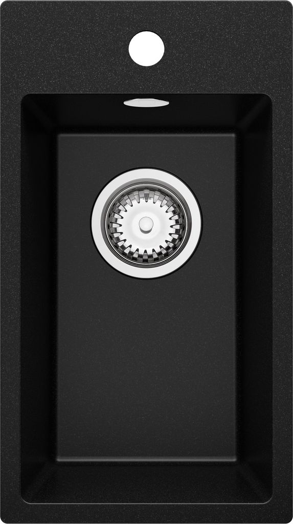 PRIMAGRAN Spülbecken Schwarz 28x50cm, Granitspüle 1 Becken Produktbild 