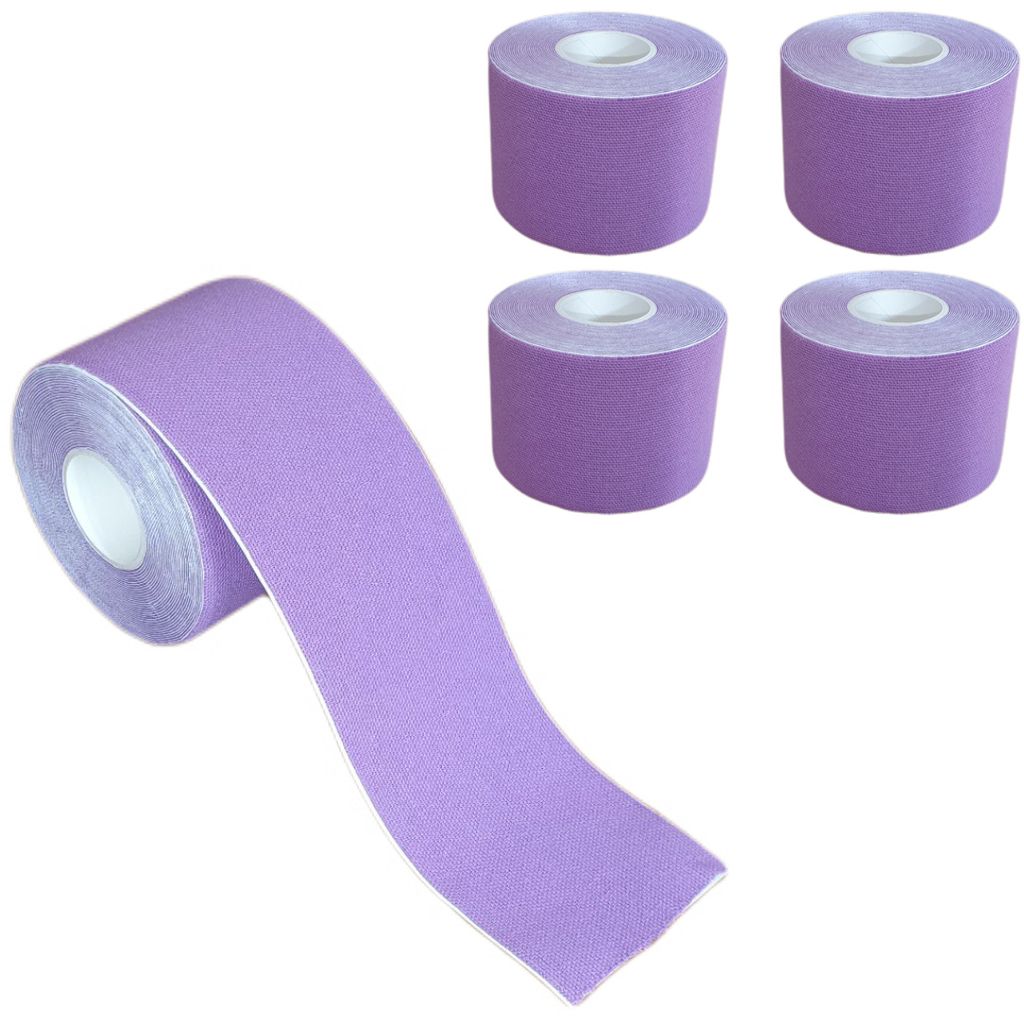 5 Rollen - Tapefactory24 Getting Started Kinesiologie Tape 2,5cm x 5m - lila, Tapes Taping Klebeband Tapeverband Bandage wasserfest